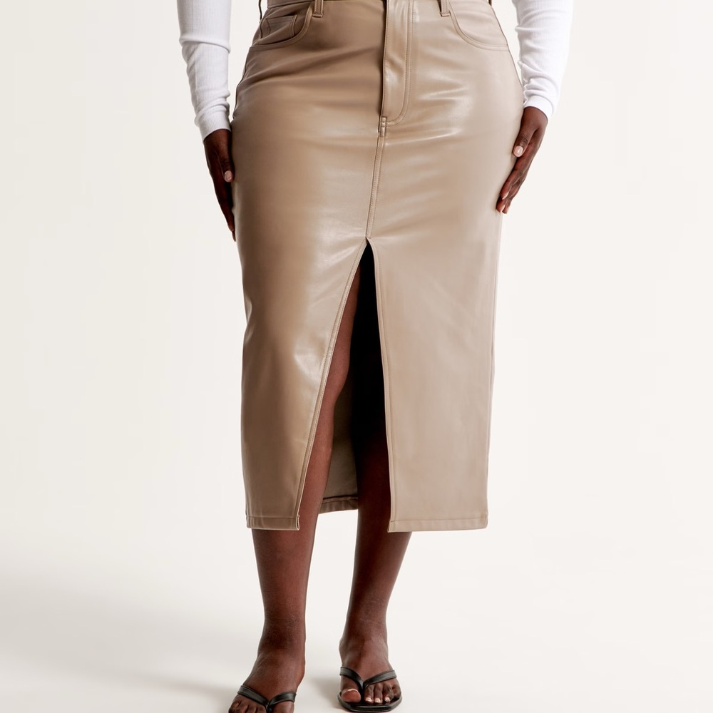Abercrombie Vegan Leather Midi Skirt